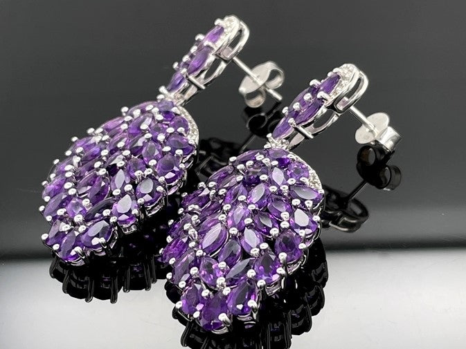 OHRSTECKER AUS 925/- SILBER RHODINIERT MIT AMETHYST & ZIRKON
