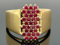 RING AUS 925/- SILBER VERGOLDET MIT RUBIN