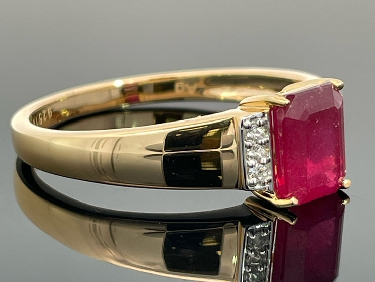 RING AUS 925/- SILBER VERGOLDET MIT SAMBIA RUBIN & ZIRKON