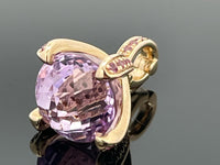 CLIP ANHÄNGER AUS 375/- GELBGOLD MIT AMETHYST & RHODOLITH