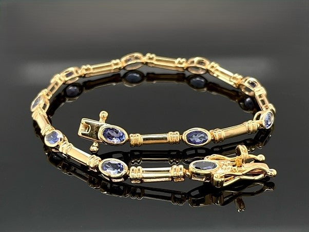 ARMBAND 925/-SILBER VERGOLDET MIT TANSANIT AAAA (GES. CA.2,64 ct.)