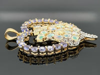 ANHÄNGER AUS 925/- SILBER VERGOLDET MIT ÄTHIOP. OPAL ,TANSANIT AAA & ZIRKON