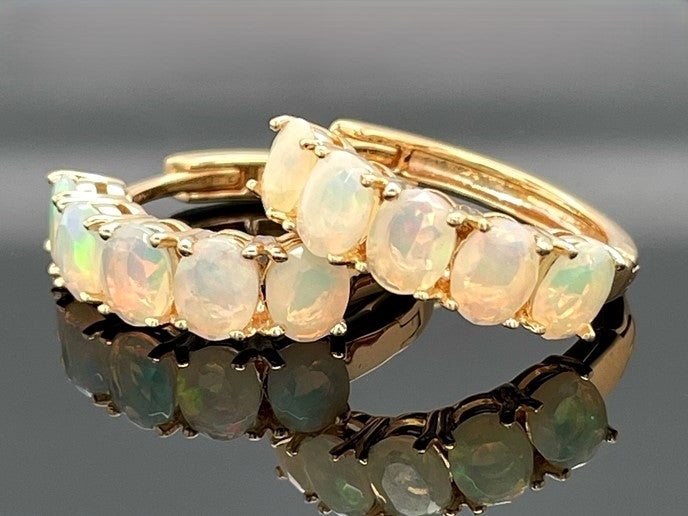 CREOLEN AUS 925/- SILBER VERGOLDET MIT ÄTHIOP. OPAL