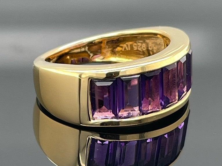 RING AUS 925/- SILBER VERGOLDET MIT AMETHYST