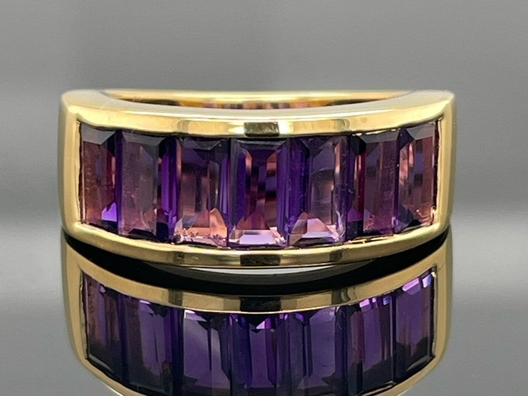 RING AUS 925/- SILBER VERGOLDET MIT AMETHYST