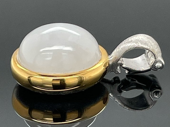 CLIP ANHÄNGER AUS 925/- SILBER BICOLOR MIT RAINBOW MONSTEIN (CA.3,6 ct.)