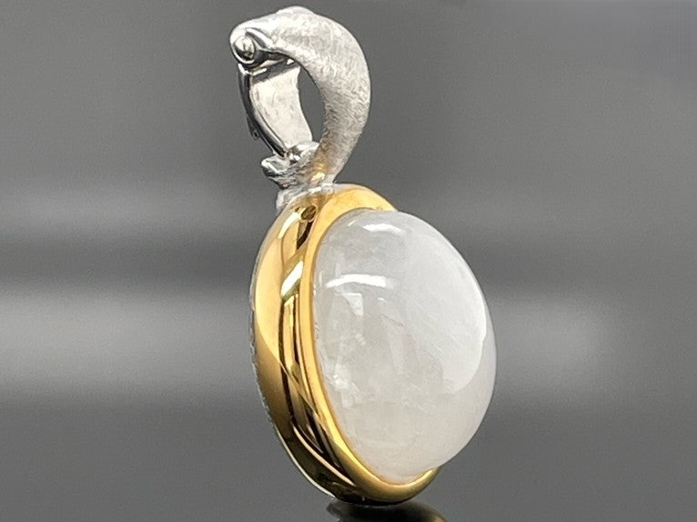 CLIP ANHÄNGER AUS 925/- SILBER BICOLOR MIT RAINBOW MONSTEIN (CA.3,6 ct.)