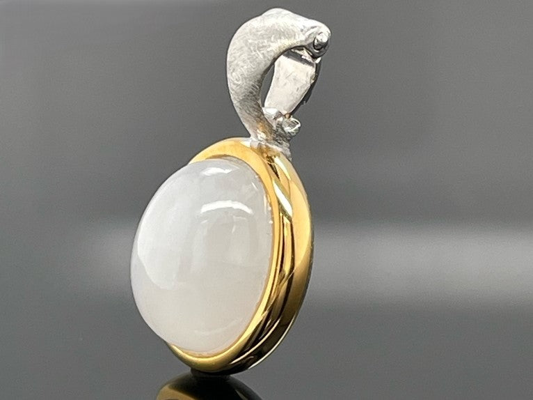 CLIP ANHÄNGER AUS 925/- SILBER BICOLOR MIT RAINBOW MONSTEIN (CA.3,6 ct.)