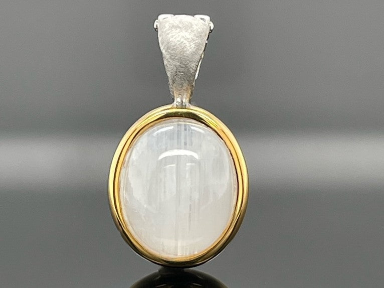 CLIP ANHÄNGER AUS 925/- SILBER BICOLOR MIT RAINBOW MONSTEIN (CA.3,6 ct.)