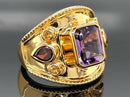 RING AUS 925/- SILBER VERGOLDET MIT AMETHYST, GRANAT, CITRIN