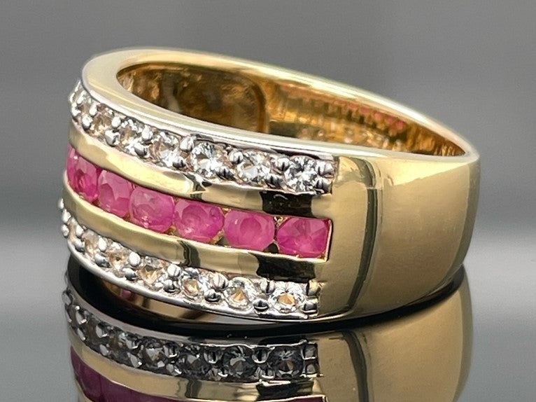 RING AUS 925/- SILBER VERGOLDET MIT SAMBIA RUBIN & ZIRKON
