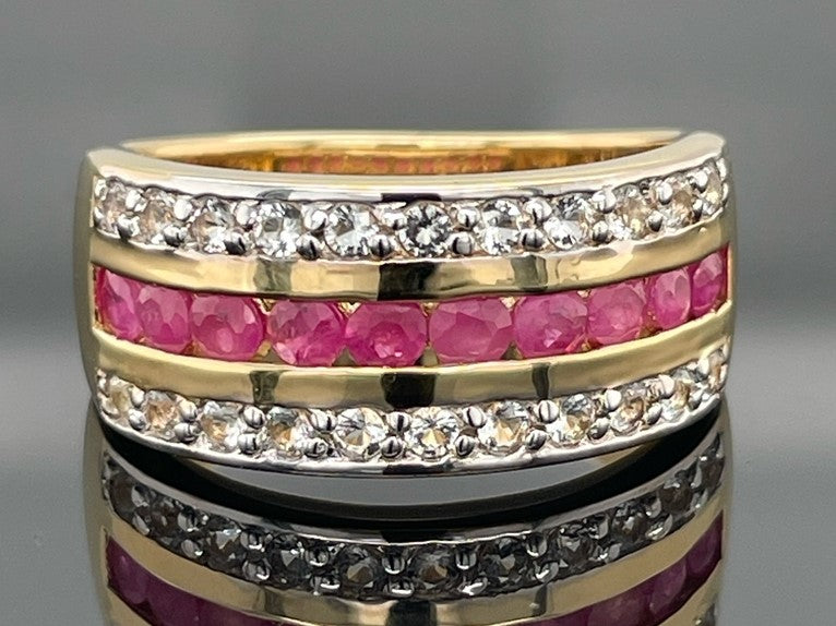 RING AUS 925/- SILBER VERGOLDET MIT SAMBIA RUBIN & ZIRKON