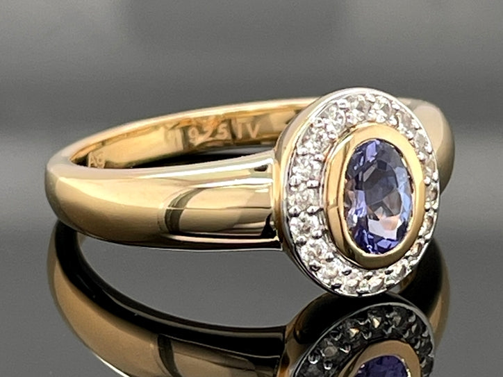 RING AUS 925/- SILBER VERGOLDET MIT TANSANIT AAAA & ZIRKON