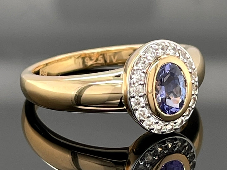 RING AUS 925/- SILBER VERGOLDET MIT TANSANIT AAAA & ZIRKON