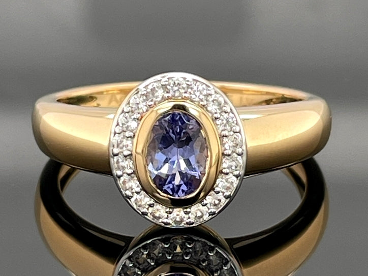 RING AUS 925/- SILBER VERGOLDET MIT TANSANIT AAAA & ZIRKON