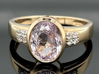 RING AUS 375/- GELBGOLD MIT KUNZIT & ZIRKON