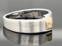 RING AUS 925/- SILBER & 585/- GELBGOLD MIT BRILLANTEN ( GES.CA.0,05 ct.)