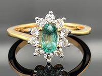 RING AUS 925/- SILBER VERGOLDET MIT SAMBIA SMARAGD & ZIRKON