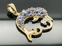 ANHÄNGER AUS 925/- SILBER VERGOLDET MIT TANSANIT & ZIRKON