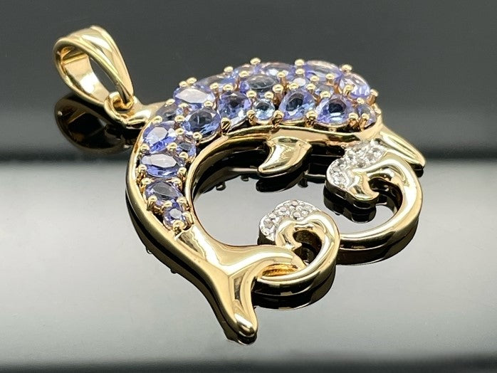 ANHÄNGER AUS 925/- SILBER VERGOLDET MIT TANSANIT & ZIRKON