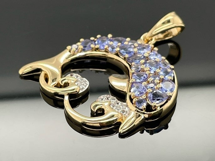 ANHÄNGER AUS 925/- SILBER VERGOLDET MIT TANSANIT & ZIRKON