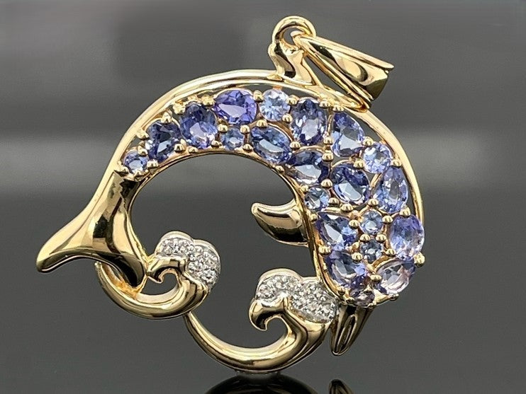 ANHÄNGER AUS 925/- SILBER VERGOLDET MIT TANSANIT & ZIRKON