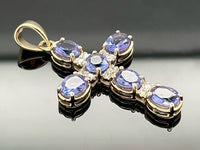 ANHÄNGER AUS 375/- GELBGOLD MIT TANSANIT & ZIRKON