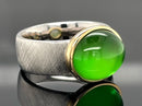 RING AUS 925/- SILBER BICOLOR MIT BERNSTEIN/PERMUTT-DUBL.BEH. ( CA.2,40 ct.)
