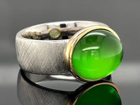 RING AUS 925/- SILBER BICOLOR MIT BERNSTEIN/PERMUTT-DUBL.BEH. ( CA.2,40 ct.)