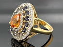RING AUS 925/- SILBER VERGOLDET MIT CITRIN, TANSANIT & ZIRKON