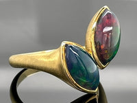 RING AUS 925/- SILBER VERGOLDET MIT KRISTALLOPAL BEH. ( GES. CA. 1,64 ct.)