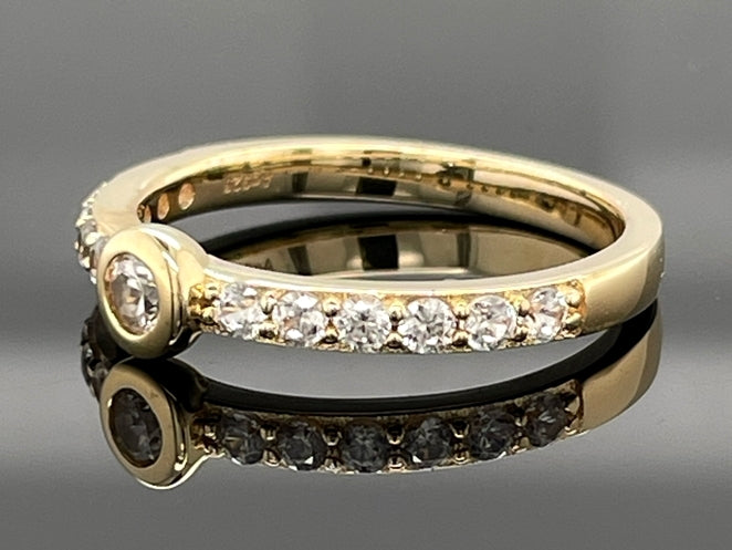 2-TLG. SET RING & ANHÄNGER AUS 925/- SILBER VERGOLDET MIT ZIRKON