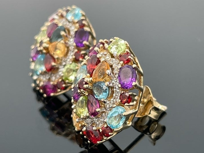 OHRSTECKER AUS 925/- SILBER VERGOLDET MIT MULTI EDELSTEINE