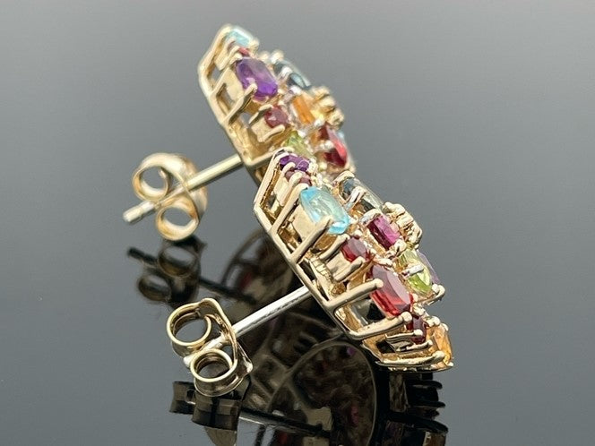 OHRSTECKER AUS 925/- SILBER VERGOLDET MIT MULTI EDELSTEINE