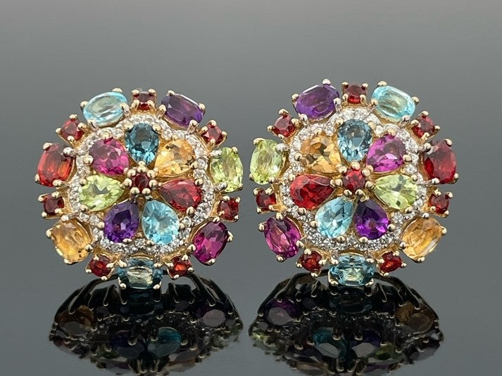 OHRSTECKER AUS 925/- SILBER VERGOLDET MIT MULTI EDELSTEINE