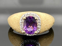 RING AUS 925/- SILBER VERGOLDET MIT AMETHYST & ZIRKON