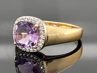 RING AUS 925/- SILBER VERGOLDET MIT AMETHYST & ZIRKON