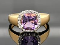 RING AUS 925/- SILBER VERGOLDET MIT AMETHYST & ZIRKON