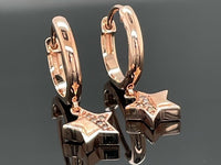 CREOLEN AUS 925/- SILBER ROSÈVERGOLDET MIT DIAMANT ( GES. CA. 0,05 ct.)