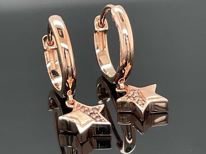 CREOLEN AUS 925/- SILBER ROSÈVERGOLDET MIT DIAMANT ( GES. CA. 0,05 ct.)
