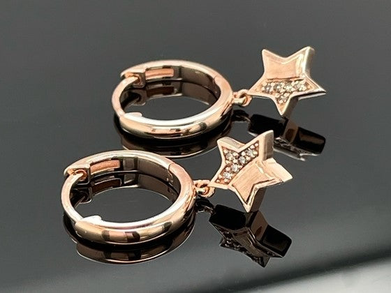 CREOLEN AUS 925/- SILBER ROSÈVERGOLDET MIT DIAMANT ( GES. CA. 0,05 ct.)