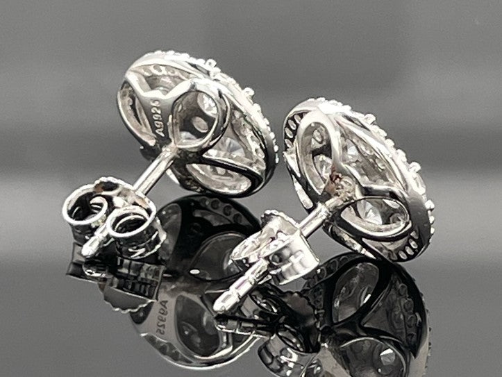 OHRSTECKER AUS 925/- SILBER RHODINIERT MIT ZIRKONIA