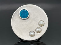 RING AUS 925/- SILBER RHODINIERT MIT KRISTALLOPAL BEH. & SÜßWASSWEZUCHTPERLE
