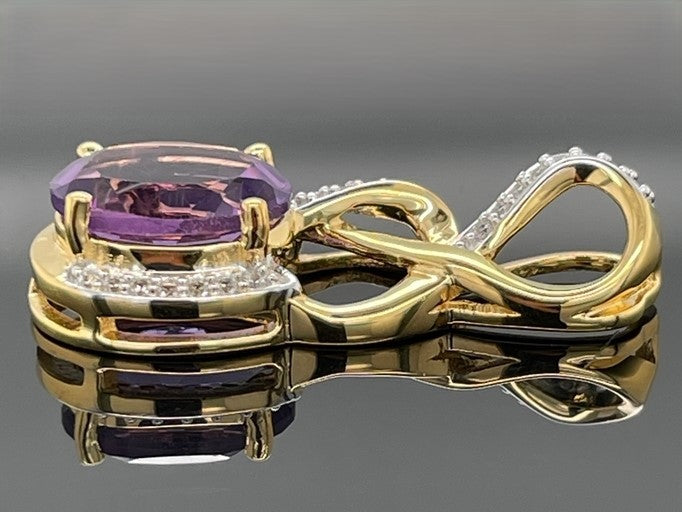 ANHÄNGER AUS 925/- SILBER VERGOLDET MIT AMETHYST & ZIRKON