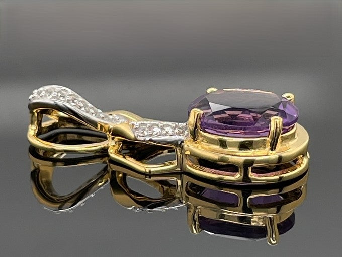 ANHÄNGER AUS 925/- SILBER VERGOLDET MIT AMETHYST & ZIRKON