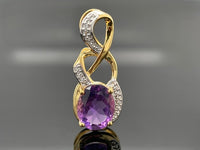 ANHÄNGER AUS 925/- SILBER VERGOLDET MIT AMETHYST & ZIRKON