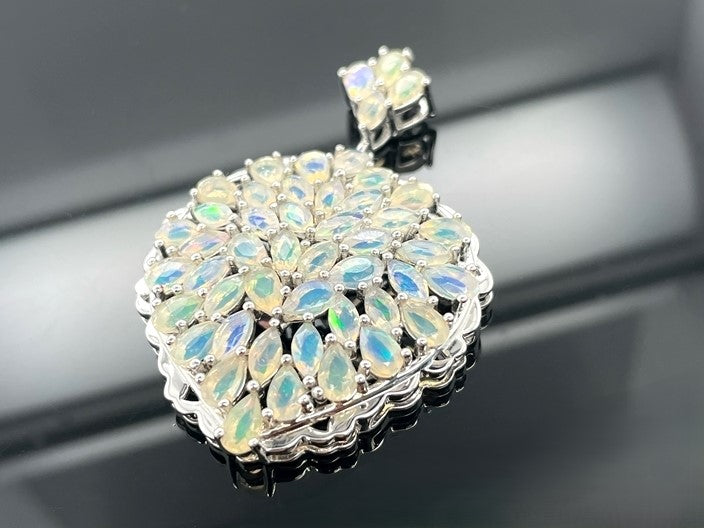 ANHÄNGER AUS 925/- SILBER RHODINIERT MIT ÄTHIOP. OPAL