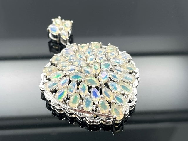 ANHÄNGER AUS 925/- SILBER RHODINIERT MIT ÄTHIOP. OPAL