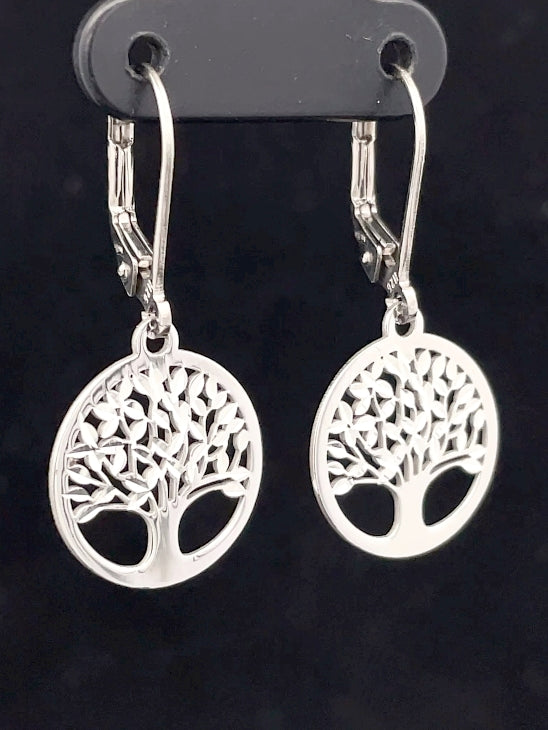 OHRHÄNGER AUS 925/- SILBER RHODINIERT "BAUM DES LEBENS"