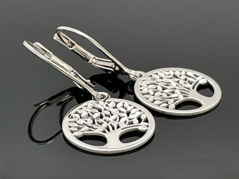 OHRHÄNGER AUS 925/- SILBER RHODINIERT "BAUM DES LEBENS"